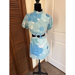 Sabo Backless Umiko Dress Blue Floral Size 4 Beach Wear Resort Vacation